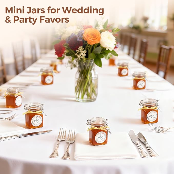 ComSaf Square Small Glass Spice Jars with Airtight Lids 4 oz 6 Pack Pantry | Honey herbs, Farmhouse pantry organization, Mini favor jars, Labels included, Funnel included, Kitchen storage, Snacks