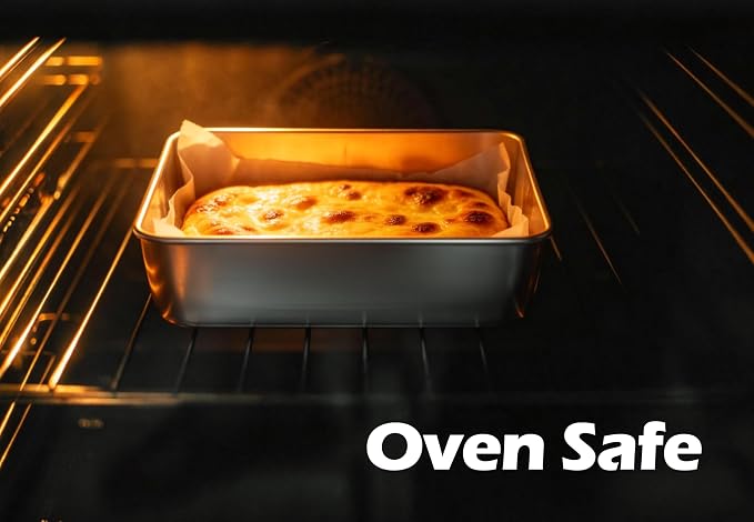 Leonyo Stainless Steel 8x8 Baking Pan, 4 Pack Metal 8IN x 8IN Square Cake Pans, Commercial Brownie Pans Baking Dish for Cornbread, Banana Bread, Lemon Bars, Dishwasher Safe