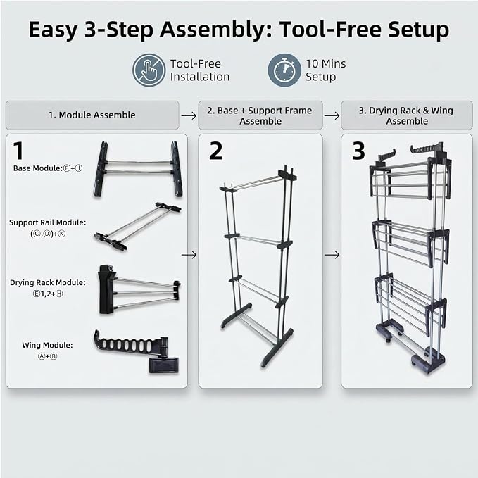 Heavy Duty Clothes Drying Rack, 4-Tier Foldable Laundry Drying Rack 70" Tall, Freestanding Stainless Steel Drying Rack with Collapsible Base & 24 Hanging Rods for Clothing, Bed Linens, Towels - Gray