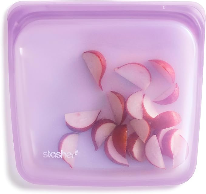 Stasher Premium Reusable Silicone Food Storage Bag, Sandwich, Purple, 28 oz | Food-Safe Silicone, Leak-Free, BPA-Free, Eco-Friendly, Freezer, Microwave, Dishwasher, Oven Safe, Meal Prep, Lunch Container