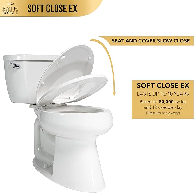 Bath Royale Toilet Seat (Round or Elongated), Slow Close (Soft Close, Quiet Close), Stain-Resistant and Easy to Clean, Fits All Toilet Brands, Executive Series - 5 Pack