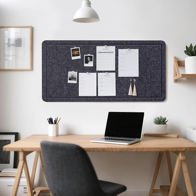 Felt Bulletin Board 35x18 inches, Decorative Pin Board for Home & Office | Cork Board Alternative for Wall with Push Pins, Display Mood Board for Photos, Notes & Reminders