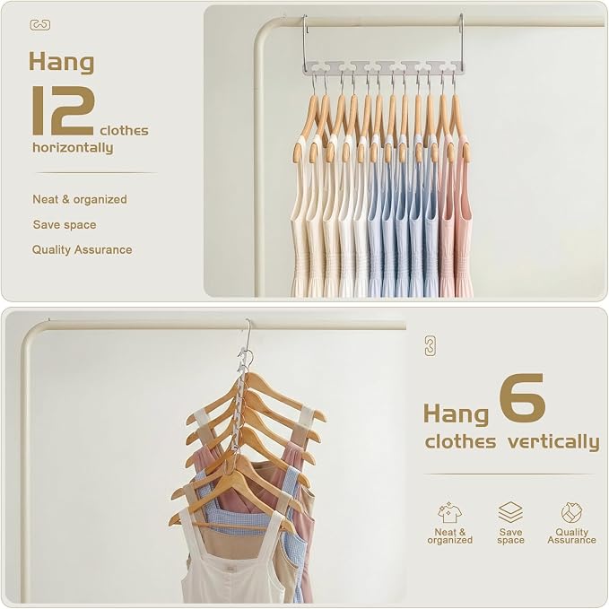 HOUSE DAY Space Saving Hangers for Clothes 20 Pack, Heavy Duty Hanger Organizer | 30 Lbs Capacity |, Metal Magic Hanger, Sturdy Multi Hangers, Closet Space Saver Closet Organizers and Storage