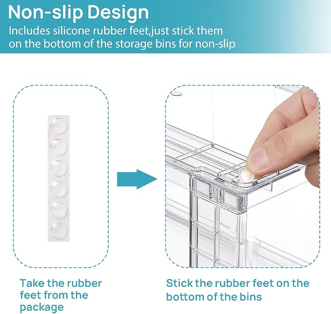 Vtopmart 4 Pack Stackable Storage Drawers, Easily Assemble Clear Plastic Organizer Bins, 2 Wide Drawers and 2 Medium Drawers for Pantry, Kitchen Cabinet, Bathroom, Closet Organization and Storage