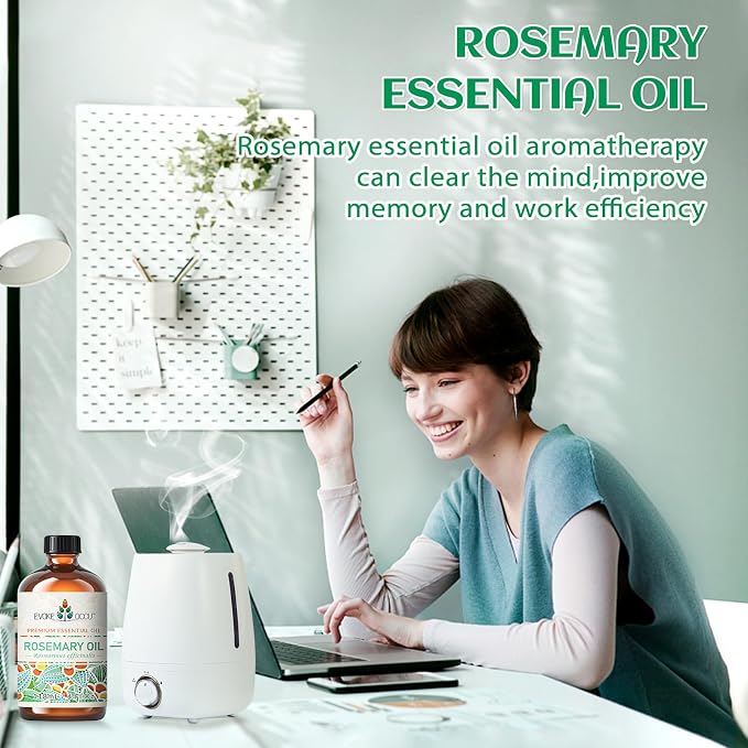 EVOKE OCCU Rosemary Essential Oil for Hair Care, Diffuser & DIY | Used for Massage and Aromatherapy, Add a Few Drops to Create a Refreshing Herbal Atmosphere —118ml / 4 fl oz