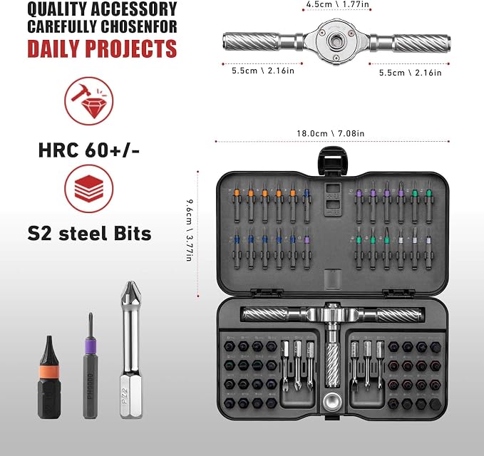 Ratchet Screwdriver Set, magnetic Screwdriver sets, S2 Steel Bits, DIY Combination Flexible Shaft, Suitable for Furniture Assembly, Precision Electrical Appliance Repair, Bicycle Tools