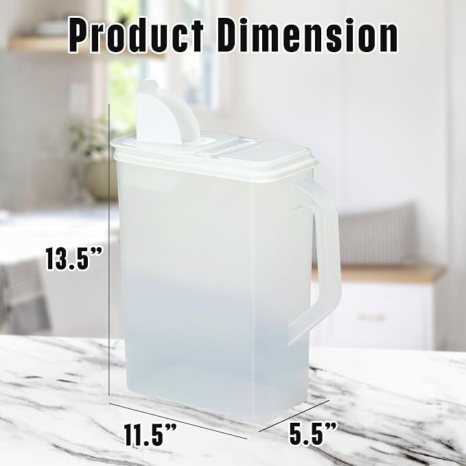 Buddeez Bulk Food Storage Container - 8 Quart All Purpose Clear & Large Pantry and Kitchen Organization and Storage - Cereal, Bird Seeds, Flour, Sugar, Rice Dispenser, EZ Grip Handle (White Lid)