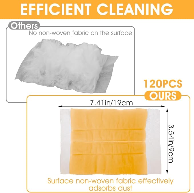 120 Pcs Duster Refills, Electrostatic Disposable Dusters Refills Compatible with Duster, Bulk Heavy Duty Dusters Refill for Blinds Ceiling Fans Furniture Multi-Surface Dusting