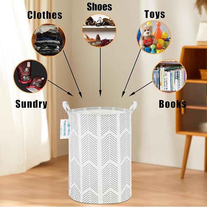 Round Laundry Basket Collapsible Storage Hamper Organizer Arrowhead | Waterproof Canvas Foldable Baskets with sturdy Handles Multi-scene Organizer for Home Play Bedroom Gift Bin