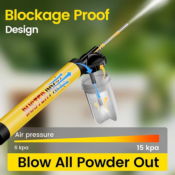 Diatomaceous Earth 4 FT Long Reach Pump Powder Duster Applicator Sprayer | Safe Distance Dusting•No More Sore Hand•Adjustable Powder Output•Clog-Resistant•Comply with Delta, Cimexa, Tempo,Seven Dust