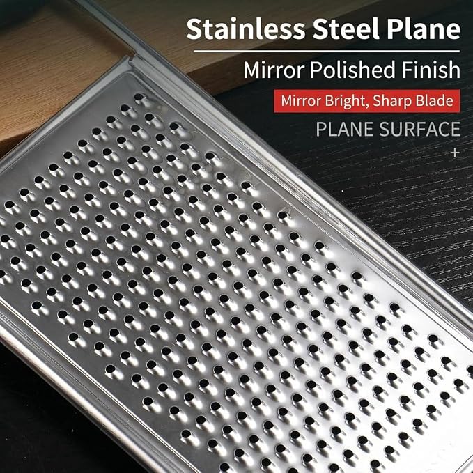 NACOLUS Stainless Steel Fine Cheese Grater & Zester with Ergonomic Handle - Dual Side for Fine Shredding and Zesting - Perfect for Hard Cheese, Citrus, Ginger, Garlic, Dishwasher Safe