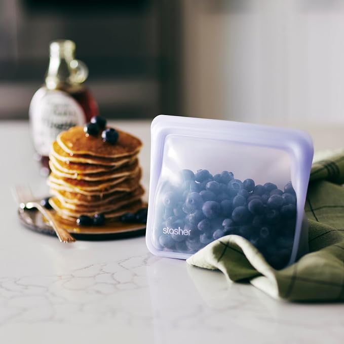 Stasher Silicone Reusable Storage Bag, Stand-Up Mini Bag, Reusable Freezer Bags, Microwave, Dishwasher, Oven Safe, Sous Vide, Eco Friendly, Food-safe Silicone Snack Bags, 56 oz, Aqua | Reusable Food Bag