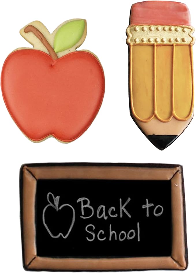 Ann Clark Back to School & Teacher Appreciation Cookie Cutters 3-Pc. Set (Apple, Pencil, Notebook) Made in USA