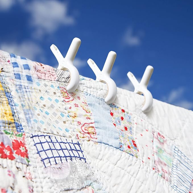 24 Pack Plastic Clothes Pins with Strong Anti-Rust Springs,Heavy Duty Beach Towel Clips,Laundry Clothespins to Keep Your Towel, Clothes, Blankets to Dry on Clothesline and Hanging Rack