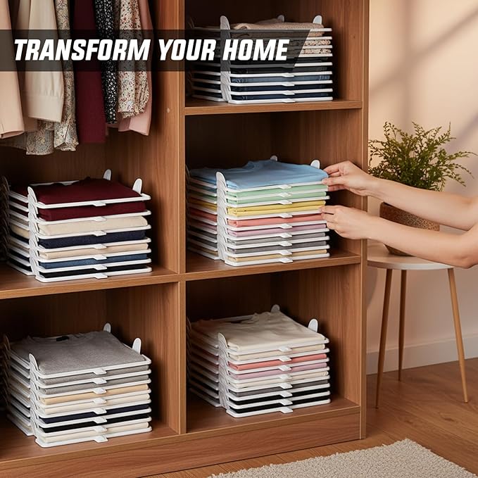 Accenter Tshirt Organize for Closet Storage,Shelves for Bedroom Storage | Space-Savin Clothing Organizer for Home Storage ,Ideal for Tshirts ,Sweater ,Pants Storage in Bedroom and Dormroom 20 Pack