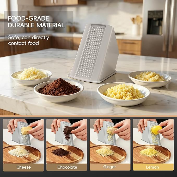 Vegetable Slicer with Adjustable Thickness, Easy to Clean Potato Mandoline Slicer with Container, Rapid Prep Veggie Cutter/Onion Slicer, Free Grater/Cleaning Brush (SliverGray)