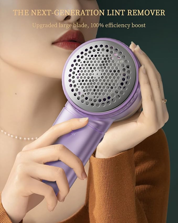 X-Large Fabric Shaver with Lint Brush, Rechargeable Lint Shaver with Digital Display, 3-Speeds, 6-Leaf Blades, 1200mAh Electric Lint Remover Sweater Shaver for Removing Fuzz and Pill