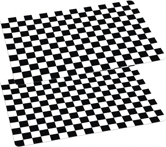 Domensi 2 Pcs Checkered Silicone Baking Mat Non-Stick Reusable Oven Liner, Food Grade Silicone Roasting Mat with Anti-Slip Grid Design for Baking, Oven, Air Fryer(Black and White, 16.4 x 10.8 Inch)
