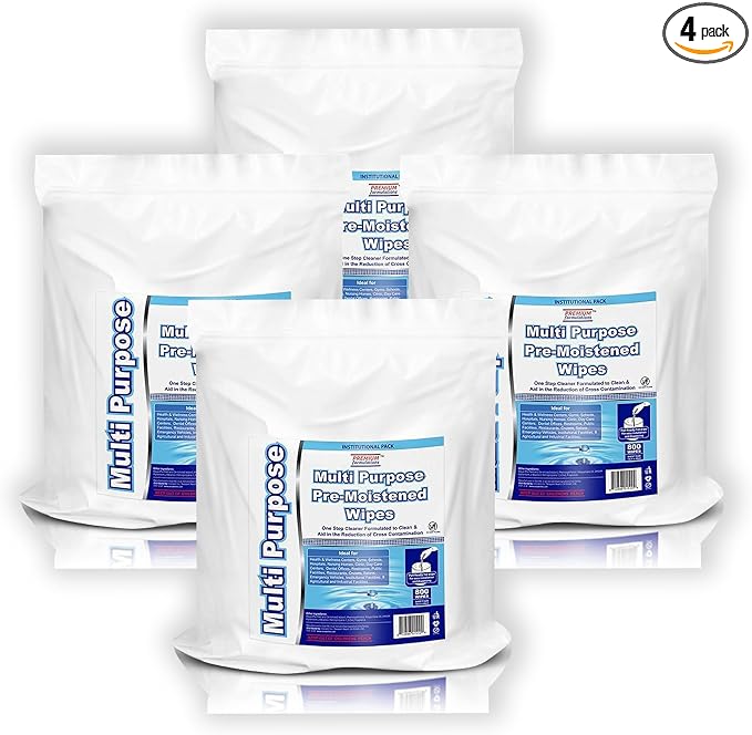 Wet Wipes Bulk - 4 x 800 Count Refill Bags (3200 Commercial Disposable Wipes) Value Pack - For Upward Pull Dispenser Ideal For Public Use