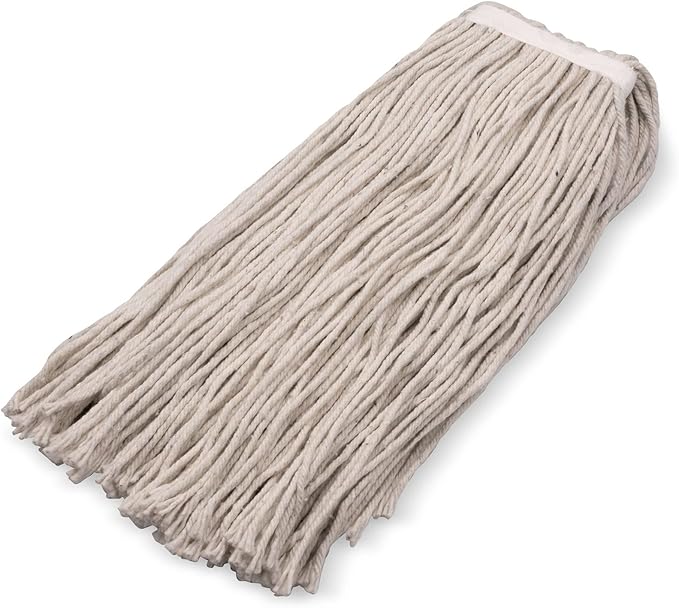 SPARTA Flo-Pac Cotton Mop Head, Cut-End, Narrow Band with White Band for Organized Cleaning, 36 Inches, Tan