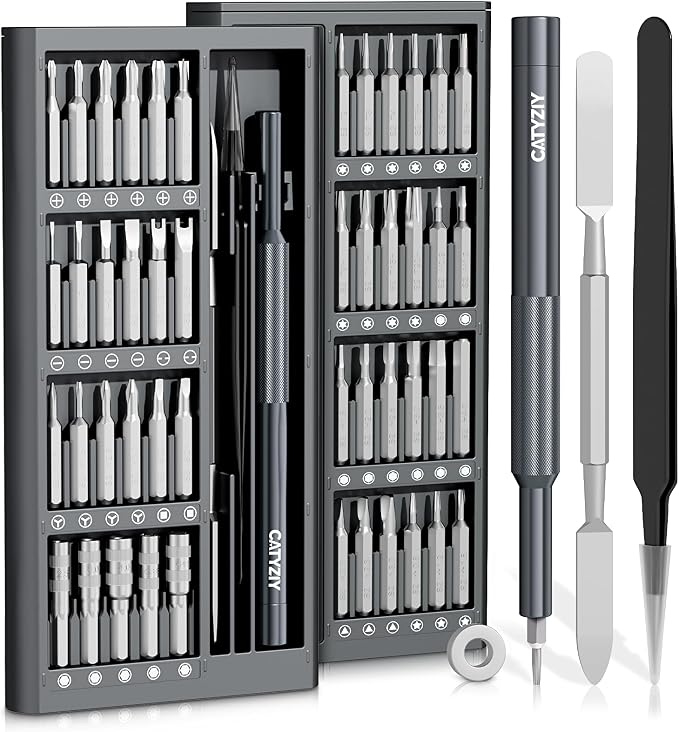 52-in-1 Precision Screwdriver Set, Magnetic Repair Kit for iPhone | Upgraded 47-piece S2 steel bit set. Includes mat, handle, tweezers, pry bar & ring. Perfect for PC, phone & watch repairs.