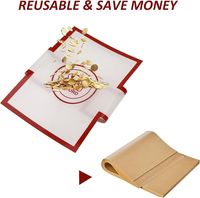 2pcs Reusable Loaf Pan Liners for Baking Bread 9x5" 9.5x5" or 1.5lb Loaf Pans，Silicone Bread Mat，Non-Stick, Easy to Clean (Economy)