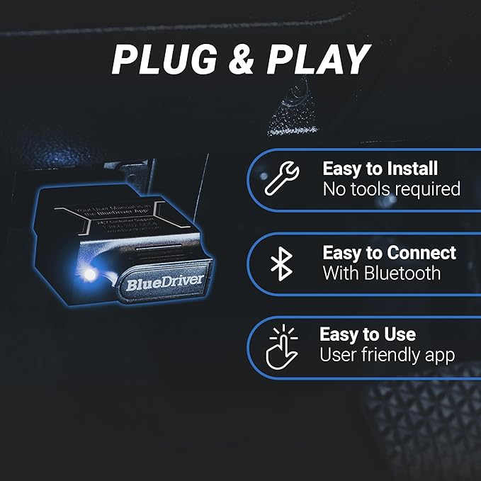 BlueDriver OBD2 Scanner Bluetooth, No Subscription, ABS SRS TPMS | OBDII Diagnostic Scan Tool, Car Scanner & Code Reader, iPhone & Android, Check Engine, Repair Reports, Vehicles 1996+