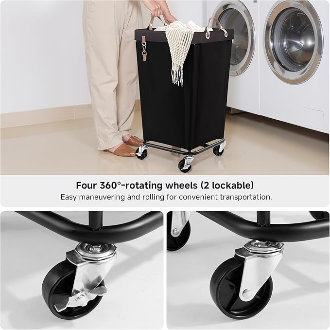 StorageWorks 110L Laundry Basket with Wheels, Rolling Hampers for Clothing