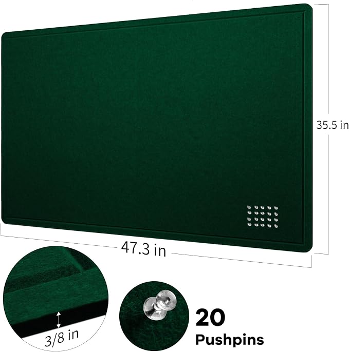 Felt Bulletin Board 48x36 inches, Decorative Pin Board for Home & Office | Cork Board Alternative for Wall with Push Pins, Display Mood Board for Photos, Notes & Reminders