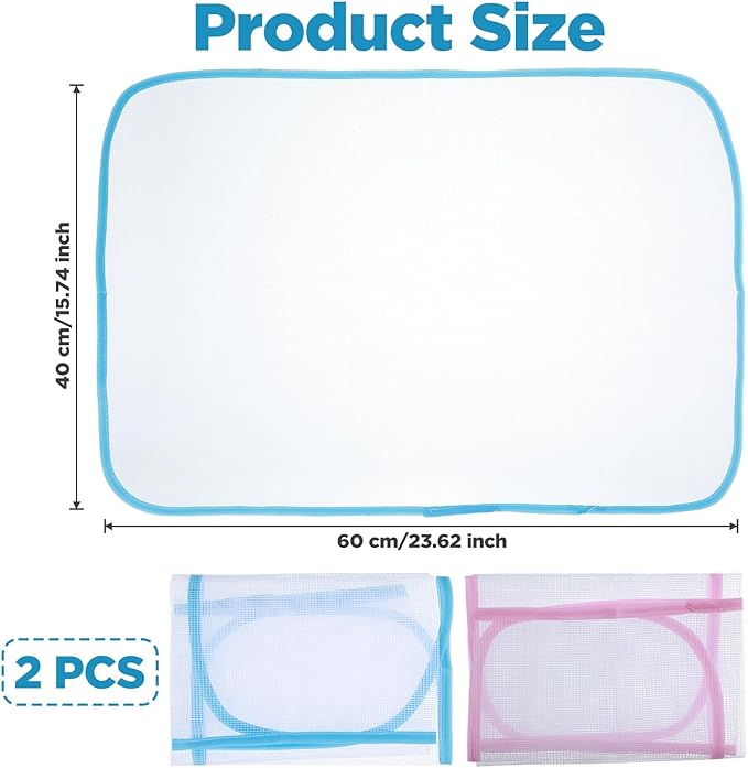 2 Pcs Pressing Cloth For Ironing Mat Ironing Cloth To Protect Clothes Scorch Saving Mesh Board Cover Pad High Temp Protective Pressing Pads Iron Insulation Net Fabric For Protect Fabrics(Blue,Pink)