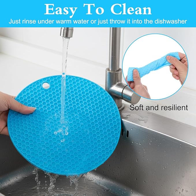 2 PCS Rubber Jar Openers 7 Inch Round Silicone Jar Opener Gripper Pads Non-Slip Kitchen Lid Opener Multi-Function Coasters Bottle Grippers for Kids Seniors with Arthritis Weak Hands Green, Blue
