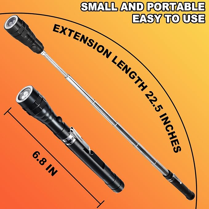 Gifts for Men, Stocking Stuffers for Men, Magnetic Pickup Tool White Elephant Gifts for Adults, Christmas Dad Gifts for Dad Him Husband Birthday, Telescoping Magnet w/LED Flashlight Cool Stuff Gadgets