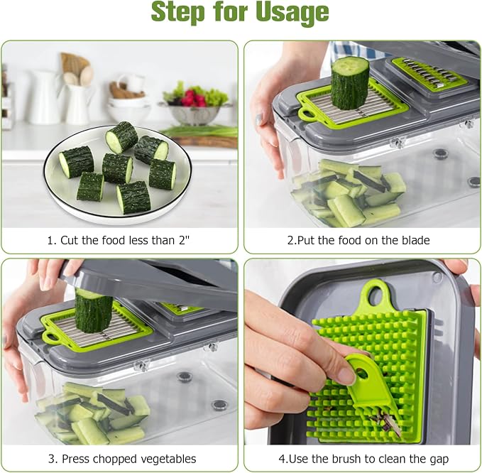 New 2022 Vegetable Dicer Onion Chopper, 22 in 1 Food, Fruits Cutter with 14 Stainless Steel Blades, Adjustable Slicer with Drain Rack Storage Container, Kitchen Gadget