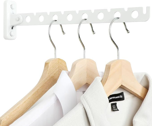 Alise Clothes Drying Rack Wall Mounted Foldable Coat Hanger,White,1P | Hangers Rack Clothes Hook Closet Storage Organizer, Swivel Space Saving Clothes Hanger Rack for Bedroom Bathroom Laundry