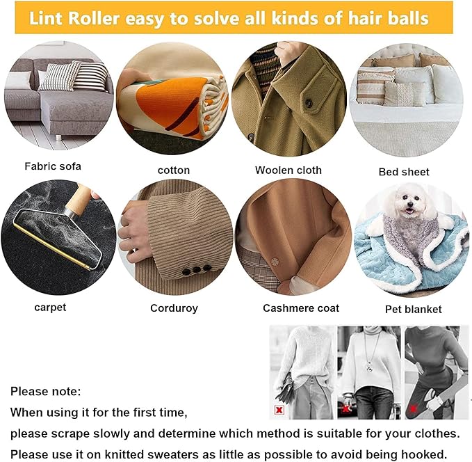 SUOXU Lint Remover Portable Pet Hair Remover,Reusable Lint Fabric Shaver Carpet Roller Scraper,for Carpet,Fabric Sofas,Beds, Furniture, Clothes Cat、Dog Hair Removal Cleaning Professional Tools