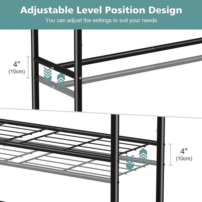 Luxspire Clothes Rack 3-Tier Portable Freestanding Closet with Shelves | Iron mesh storage rack with double hanging rods, multi shelves, suitable for bedroom and cloakroom storage, black