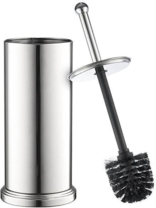 Home-it Toilet Bowl Brush and Holder Set - Chrome Tall Toilet Bowl Cleaner Brush with Lid, Great Bathroom Toilet Scrubber Brush
