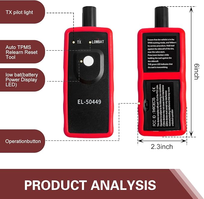 TPMS Relearn Reset Tool, Tire Pressure Sensor Programming Tool, EL-50449 TPMS Reset Device, Universal for Most Cars, Trucks, SUVs (Black)