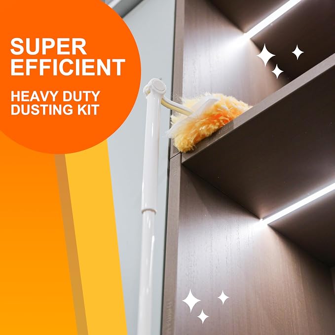 Duster Refills for Swiffer 100 Count with 1 Handle, Heavy Duty 4X Microfiber 360° Swivel Disposable Dusting Pads for Multi-Surface Cleaning - Unscented