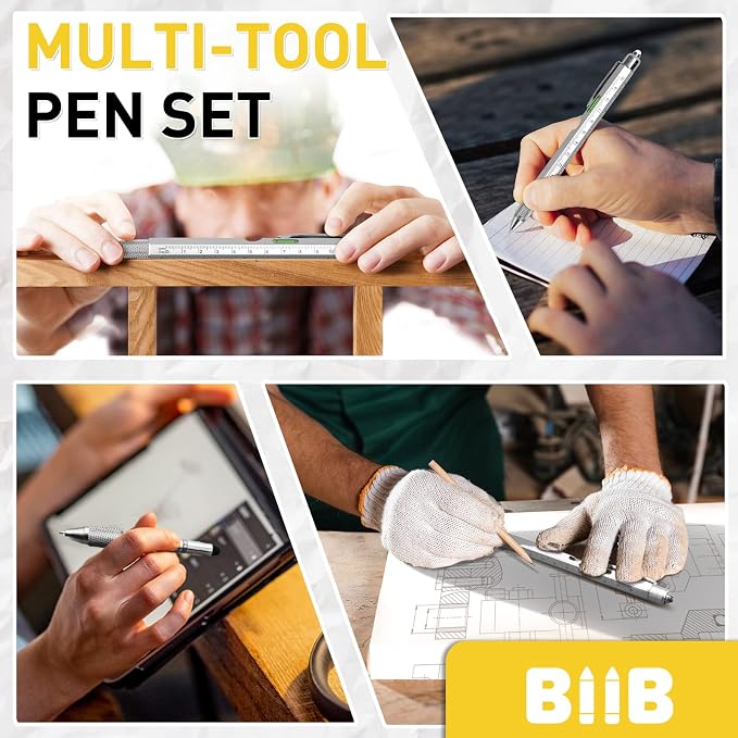 BIIB Gifts for Men 9 in 1 Multitool Pen, Mens Gifts for Him Dad Husband, Dad Gifts from Wife Daughter, Gift for Mens Who Have Everything, Cool Gadgets for Men, Useful Tools