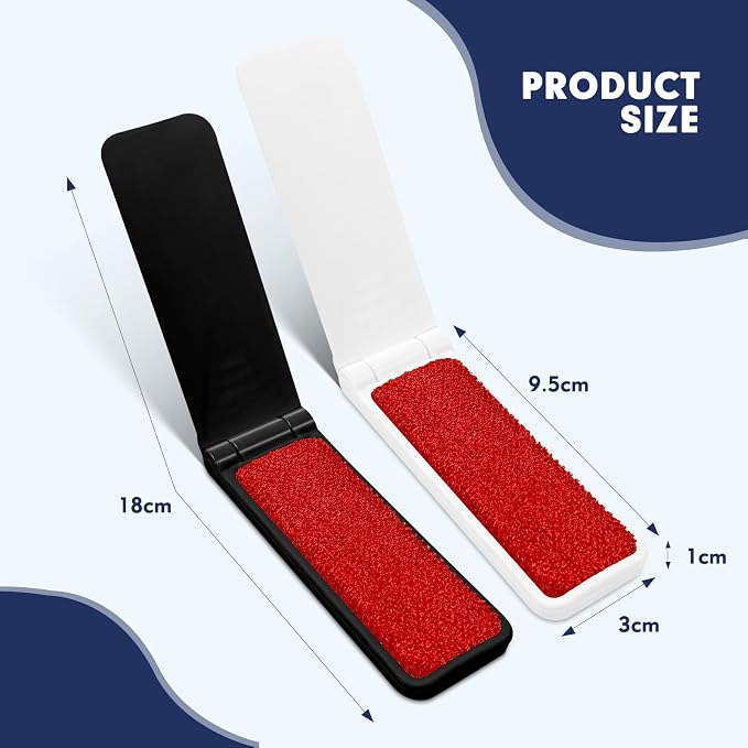 Kerros Foldable Lint Brushes for Clothes and Pet Hair, 4 Pack | Reusable Portable Lint Brushes for Clothes, Furniture and Pet Hair, 2 White and 2 Black, Compact Travel Size