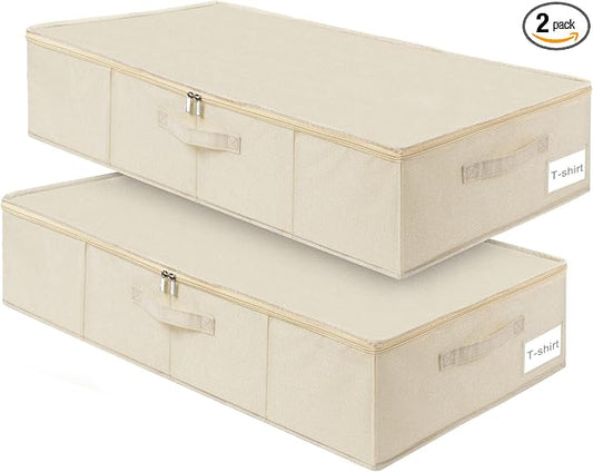 punemi Underbed Wedding Dress Storage Box, Wedding Dress Preservation Keepsake Trunk with Sturdy Zipper and Handles, Large Clothes Storage for Blankets, Pillows, Comforters & Quilts, Beige | Structured Keepsake Storage Trunk with Sturdy Zipper & Handle...