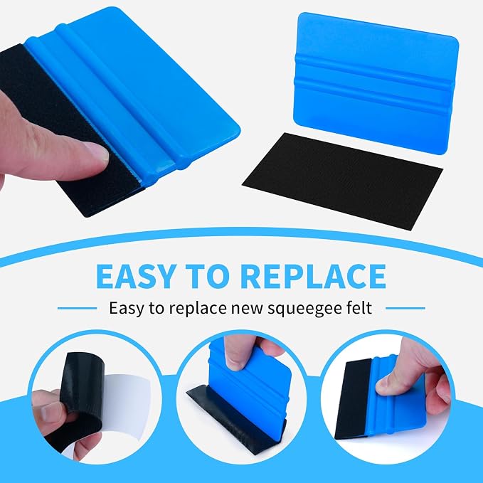 Arayker 20 Pack Vinyl Wrap Squeegee 4 Inch / 6 Inch Felt Edge Squeegee Window Film Tint Tool Decal Applicator Scraper Tool Wallpaper Smoothing Tool with 20 PCS Black Fabric Felt