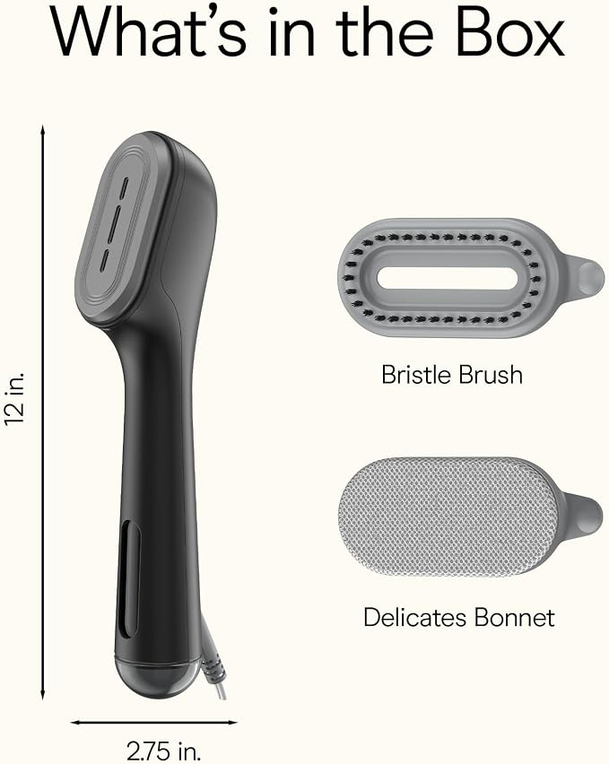 Conair Clothes Steamer, 2-in-1 Travel Steamer/Iron, Anti-Drip, Black/Silver | Portable handheld garment steamer for clothes w/ iron, quickly removes wrinkles, dual voltage 120-240V & heats in 75 seconds