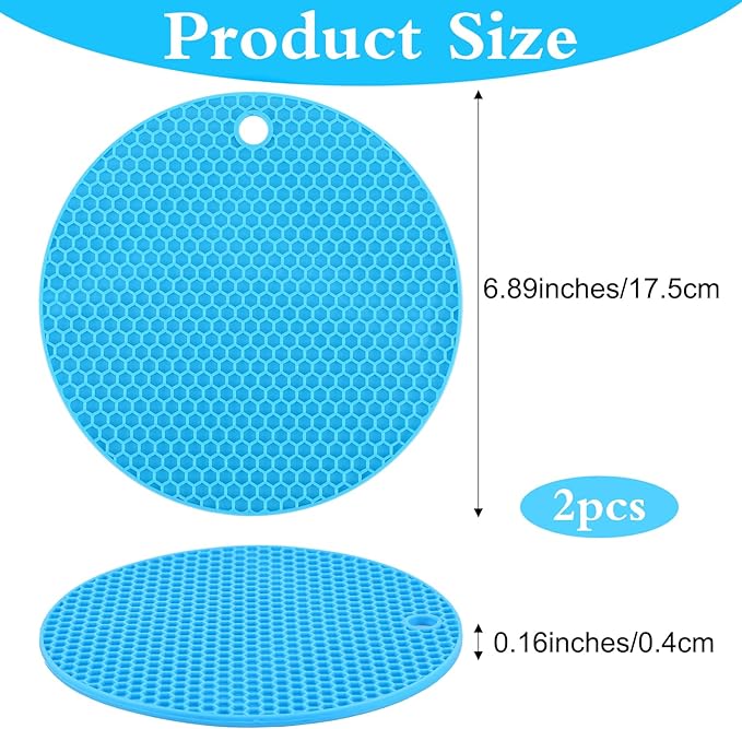 2 PCS Rubber Jar Openers 7 Inch Round Silicone Jar Opener Gripper Pads Non-Slip Kitchen Lid Opener Multi-Function Coasters Bottle Grippers for Kids Seniors with Arthritis Weak Hands Green, Blue