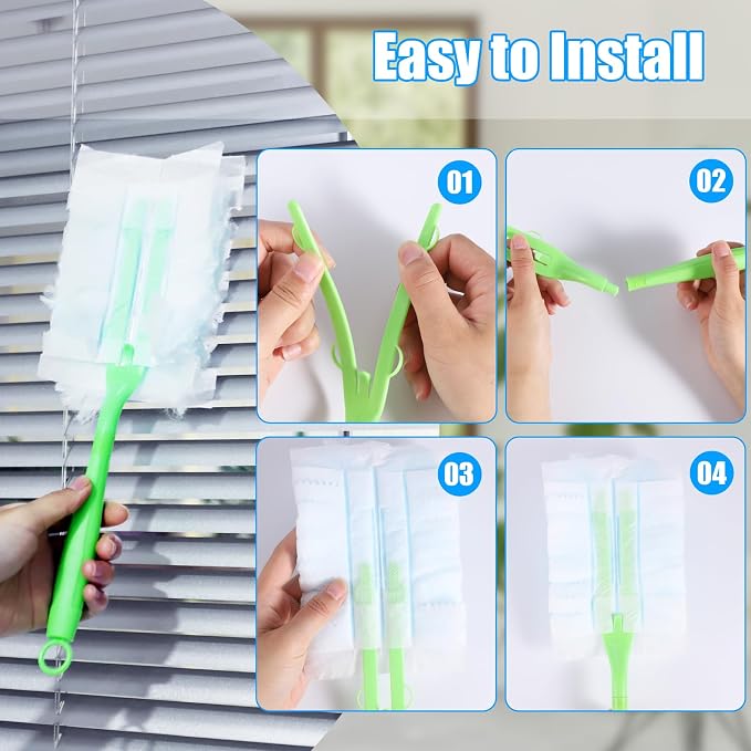 30PCS Disposable Dusters Refills Compatible with Swiffer,180 Degree Electrostatic Disposable Replacement Head for Home,Office,Ceiling Fans,Blinds and Furniture Dusting (Pack of 2)