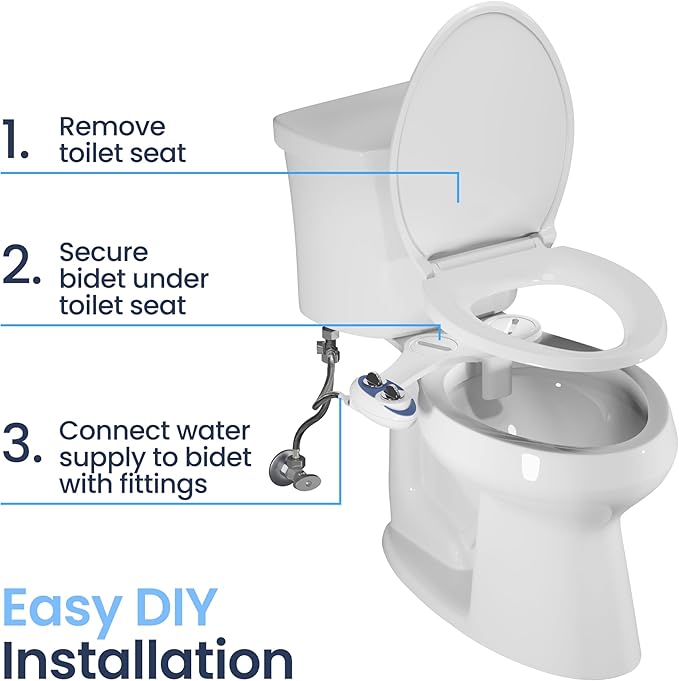 LUXE Bidet NEO 120 - Single Nozzle, Self-Cleaning, Non-Electric Bidet Attachment for Toilet Seat, Adjustable Water Pressure, Rear Wash (Gold)