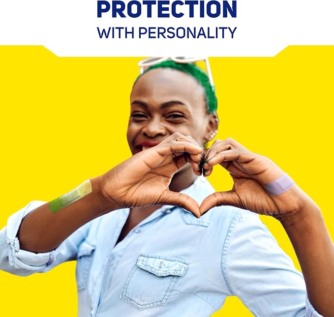 Care Science Color Splash Fabric Adhesive Bandages, Assorted Sizes, 102 ct | Flexible + Breathable Protection for First Aid and Wound Care.