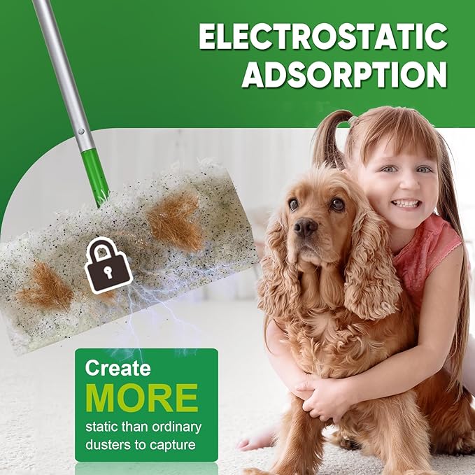 100ct Dry Sweeping Cloths for Swiffer Sweeper Mop, Heavy Duty Microfiber Duster Mop Pad Refills, Captures Dust & Pet Hair, for Hardwood Floors and Multi-Surface Cleaning