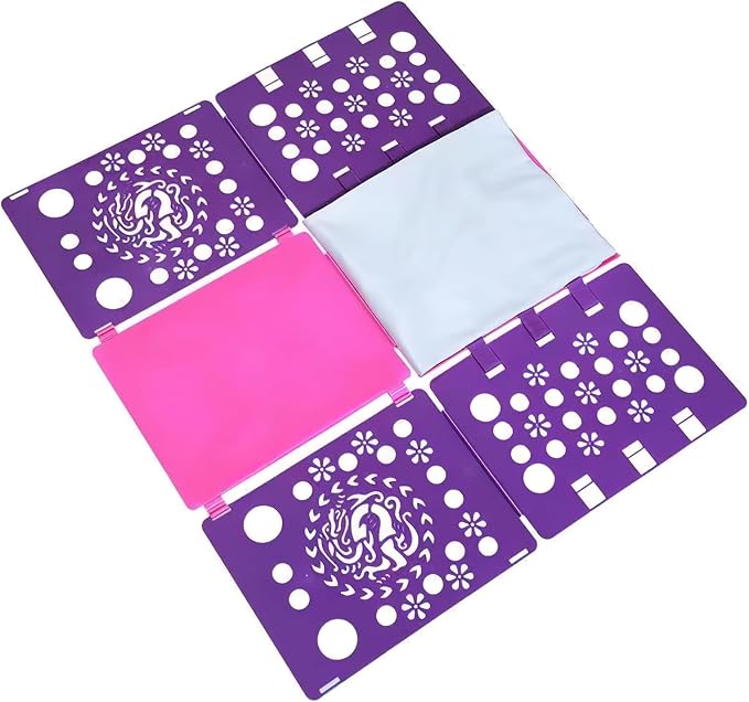 Generic Version 3 T-Shirt Folding Board Durable Flip Fold Clothes Folder Save Time Easy to Fast Plastic Clothes Folding Boards for Adults (Pink Purple)